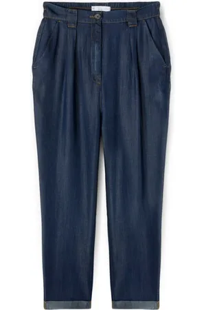 Motivi Jeans, Dames, Blauw, L, Tencel™ Wortelbroek met elastische taille