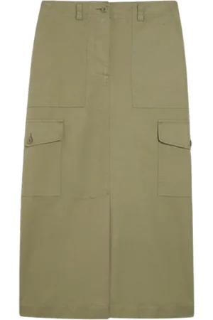 Max Mara Rokken, Dames, Groen, S, Katoen, Canvas Katoen Calais Rok Salie Groen
