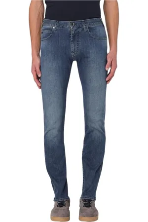 Emporio Armani Jeans, Heren, Blauw, W34, Katoen, Stijlvolle Mid Wash Jeans
