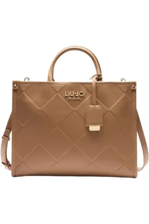 Liu Jo Tassen, Dames, Bruin, ONE Size, Leer, Geëtste Tote Tas met Ritssluiting