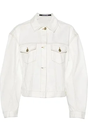 Jacquemus Jassen, Dames, Wit, S, Denim, Witte Denim Jack Dameskleding