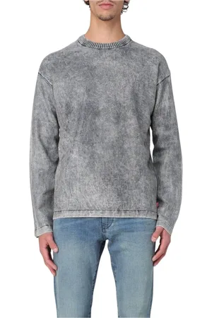 Diesel Sweatshirts & Hoodies, Heren, Grijs, L, Katoen, Grijze Acid Wash Crew Neck Jumper