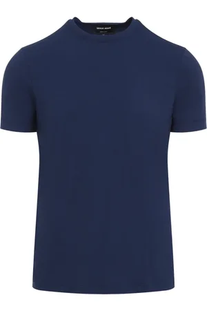Giorgio Armani Tops, Heren, Blauw, M, Blauw T-shirt voor mannen