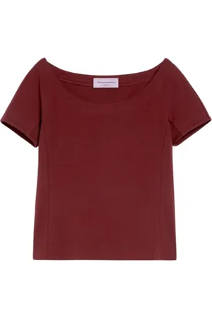 Max Mara Tops, Dames, Rood, S, Katoen, Stretch katoenen Virtus top, Bordeaux
