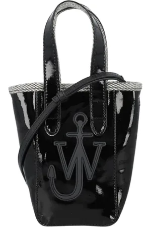J.W.Anderson Tassen, Heren, Zwart, ONE Size, Leer, Anker Logo Tote Portemonnee