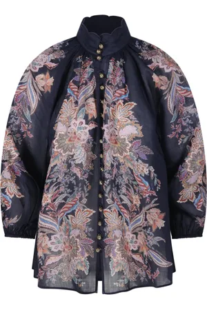 ZIMMERMANN Blouses & Shirts, Dames, Veelkleurig, M, Paisley Billow Blouse in Navy