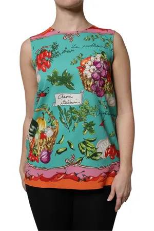 Dolce & Gabbana Tops, Dames, Veelkleurig, S, Bloemig zijden mouwloos hemd