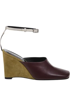 Ami Schoenen, Dames, Bruin, 39 EU, Leer, Enkelband Muiltje in Lichen/Aubergine/Wit Room