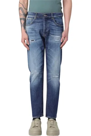 Dondup Jeans, Heren, Blauw, W36, Denim, Tijdloze Blauwe Straight-Leg Denim Jeans
