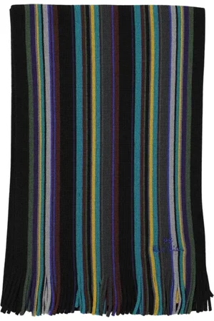 Paul Smith Accessoires, Heren, Veelkleurig, ONE Size, Wol, Gestreepte wollen sjaal in blauw
