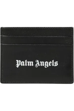 Palm Angels Accessoires, Heren, Zwart, ONE Size, Leer, Zwarte Leren Kaarthouder Portemonnee