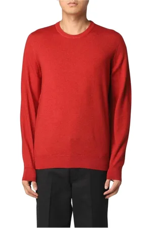 DRUMOHR Truien, Heren, Rood, M, Wol, Rode Merino Wol Crew Neck Sweater