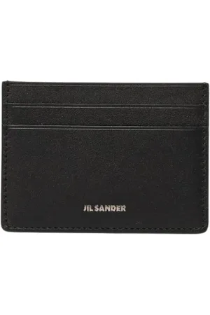 Jil Sander Accessoires, Heren, Zwart, ONE Size, Leer, Minimalistische Leren Kaarthouder Portemonnee
