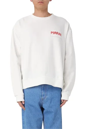Marni Sweatshirts & Hoodies, Heren, Wit, L, Katoen, Wit Logo Sweatshirt