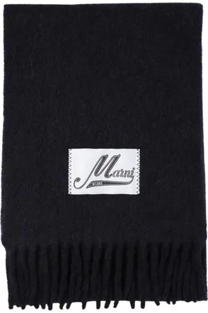 Marni Accessoires, Heren, Blauw, ONE Size, Wol, Luxe Franje Detail Wintersjaal