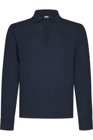 Malo Tops, Heren, Blauw, L, Katoen, Blauw Polo Shirt met Lange Mouwen