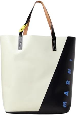 Marni Tassen, Heren, Zwart, ONE Size, Leer, Zwarte Leren Tote Tas