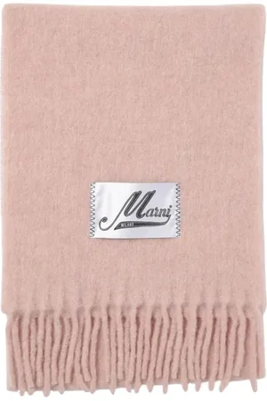 Marni Accessoires, Heren, Roze, ONE Size, Wol, Luxe Wollen Franje Sjaal
