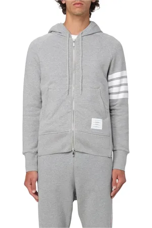 Thom Browne Sweatshirts & Hoodies, Heren, Grijs, L, Katoen, Blauwe Zip Up Hoodie Sweatshirt
