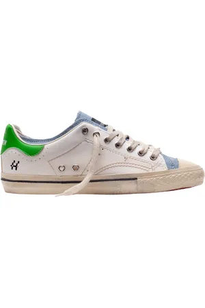 Hidnander Schoenen, Dames, Wit, 39 EU, Leer, Sterloos Wit/ Groene Tab