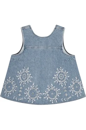 Ganni Tops, Dames, Blauw, M, Denim, Blauwe Broderie Anglaise Denim Top