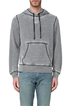 Diesel Sweatshirts & Hoodies, Heren, Blauw, L, Katoen, Grijze Acid Wash Hoodie