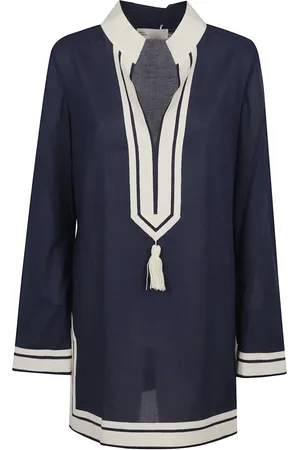 Tory Burch Blouses & Shirts, Dames, Blauw, M, Katoen, Blauwe Shirt Elegant Veelzijdig Chic Stijl