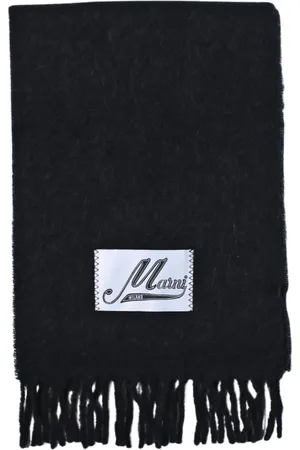 Marni Accessoires, Heren, Blauw, ONE Size, Wol, Luxe Alpaca Wol Fringe Sjaal