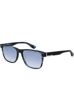 BMW Accessoires, Heren, Blauw, ONE Size, Blauwe Rechthoekige Zonnebril Gradient Gespiegeld