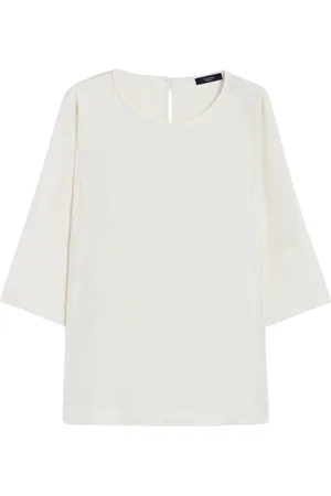 Max Mara Blouses & Shirts, Dames, Wit, XS, Ecrù Zijden Blouse Primo Stijl