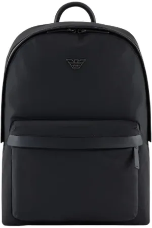 Emporio Armani Tassen, Heren, Zwart, ONE Size, Nylon, Nylon Rugzak met Dubbele Rits, Zwart