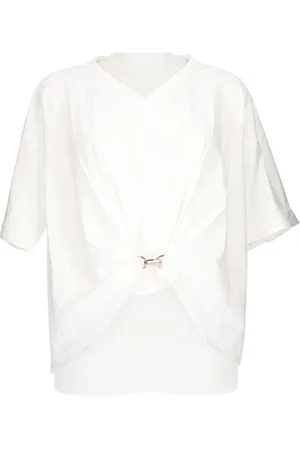Liu Jo Tops, Dames, Wit, L, Katoen, Witte V-hals Basic T-shirt