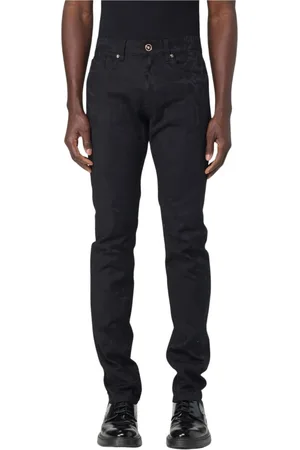 VERSACE Jeans, Heren, Zwart, W32, Katoen, Klassieke zwarte straight leg jeans