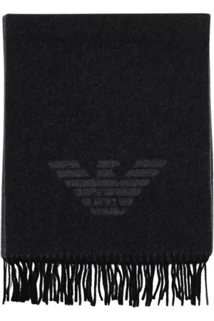 Emporio Armani Accessoires, Heren, Grijs, ONE Size, Wol, Adelaar Logo Wollen Sjaal