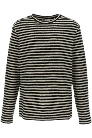 Jil Sander Tops, Heren, Veelkleurig, L, Wol, Wit T-shirt met lange mouwen