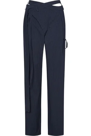 OTTOLINGER Broeken, Dames, Blauw, M, Katoen, Blauwe Gestreepte Broek met Uitgesneden Taille