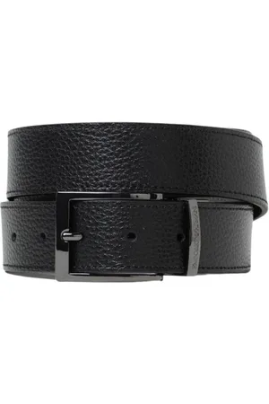 Emporio Armani Accessoires, Heren, Zwart, ONE Size, Zwarte Omkeerbare Leren Riem met Gesp