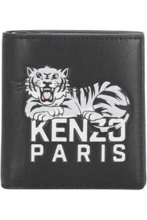 Kenzo Accessoires, Heren, Zwart, ONE Size, Leer, Grafische Leren Portemonnee