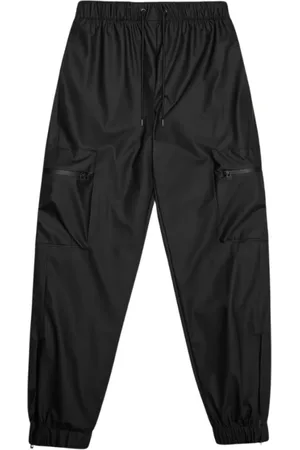 Rains Broeken, Heren, Zwart, L, Polyester, Waterdichte Cargo Broek Elastische Taille