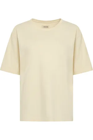Khaite Tops, Dames, , M, Katoen, Geribbelde ronde hals katoenen T-shirt
