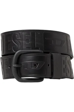 Diesel Accessoires, Heren, Zwart, 105 CM, Geëtst leren riem voor mannen