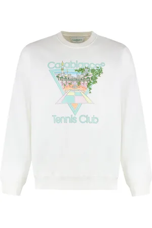 Casablanca Sweatshirts & Hoodies, Heren, Wit, S, Katoen, Katoenen Crew-Neck Sweatshirt