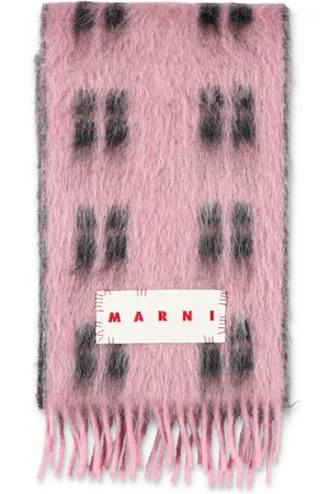 Marni Accessoires, Heren, Roze, ONE Size, Wol, Roze Geruite Sjaal