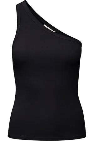 Gestuz Tops, Dames, Zwart, L, Katoen, Zwarte One Shoulder Top