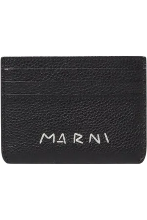 Marni Accessoires, Heren, Zwart, ONE Size, Leer, Minimalistische Leren Kaarthouder Portemonnee