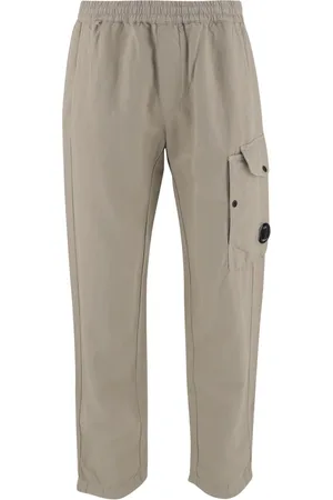 C.P. Company Broeken, Heren, , L, Katoen, Logo Katoen Linnen Broek Regular Fit