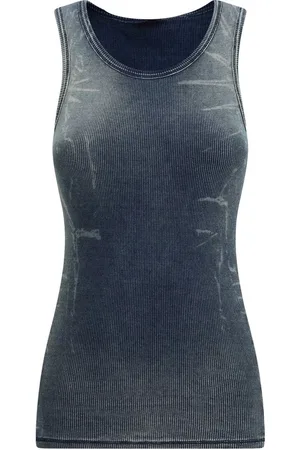 Diesel Tops, Dames, Blauw, M, Katoen, Denim-effect Katoenen Top