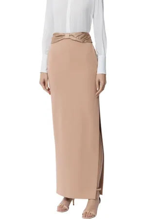 Elisabetta Franchi Rokken, Dames, Roze, M, Polyester, Elegante Lange Crepe Rok met Zijsplit
