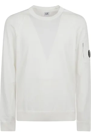 C.P. Company Truien, Heren, Wit, L, Katoen, Witte Sweater met Lenszak