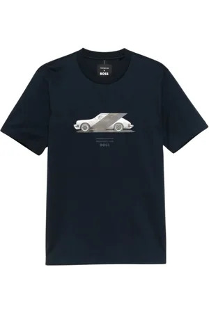 HUGO BOSS Tops, Heren, Blauw, S, Katoen, Heren T-shirt met Porsche Print